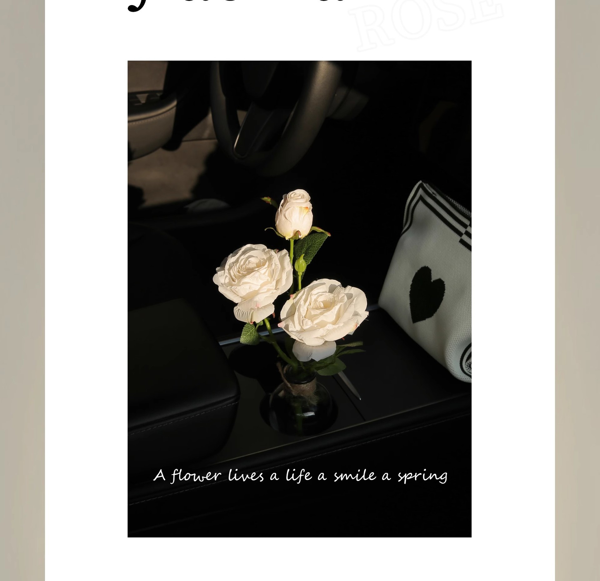 Cross-Border Car Ornaments, High-End Light Luxury Car Accessories, Car Center Console, Cute Vase, Roses