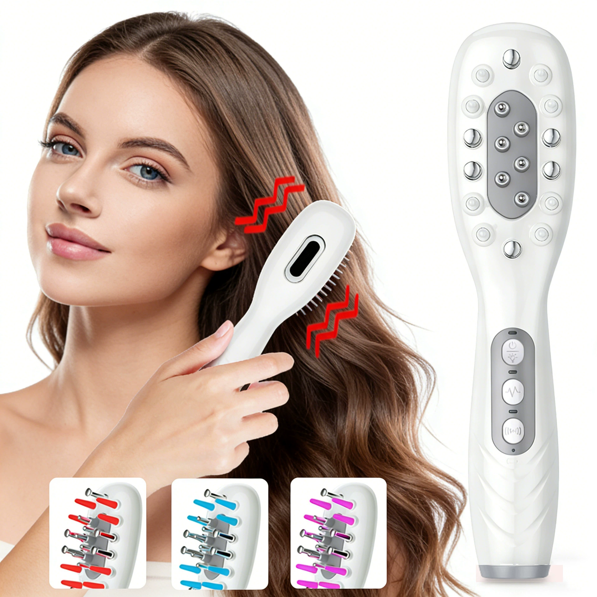 Новая умная расческа для волос, звуковая высокочастотная процедура по уходу за волосами с цветным светом, микротоковый массаж, массажер для зубов.