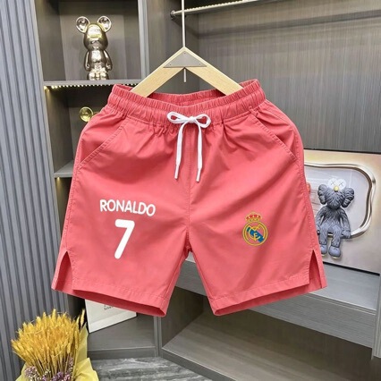 Real Madrid C. Ronaldo Football Shorts for Men and Women, Trendy Quarter-Length Shorts for Summer, Quick-Dry Casual Loose Sports Beach Shorts
