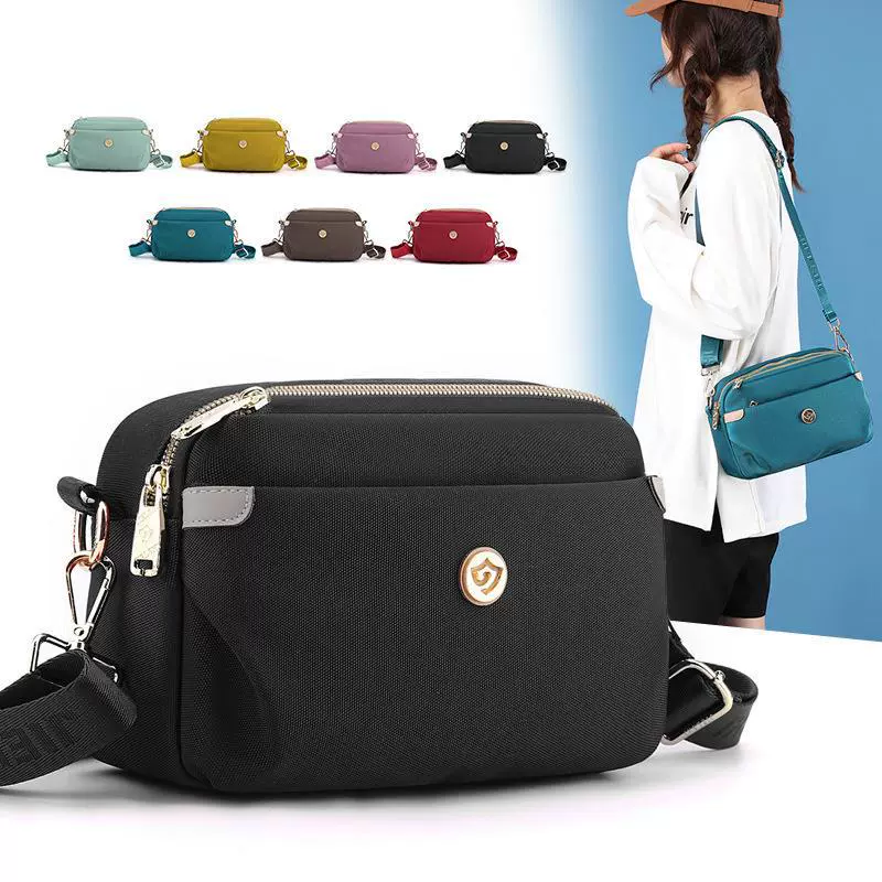 捷朗仕2022新款纯色尼龙斜跨小包中老年妈妈休闲单肩包包女包代发