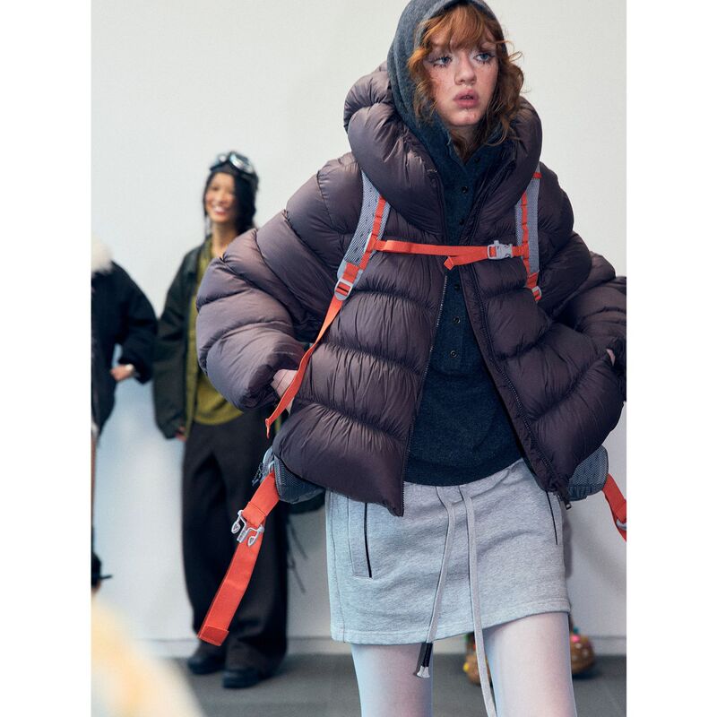 [Time-Sensitive] New Pleated Pumpkin-Shaped Hooded Puffy Slim-Fit 90 White Duck down Jacket V9355