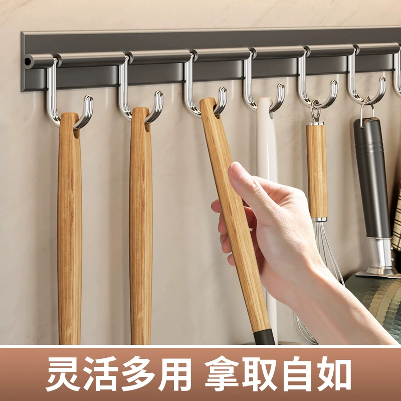 Space aluminum hook solid hook toilet hanging coat aluminum alloy gauge door back wall kitchen free punching