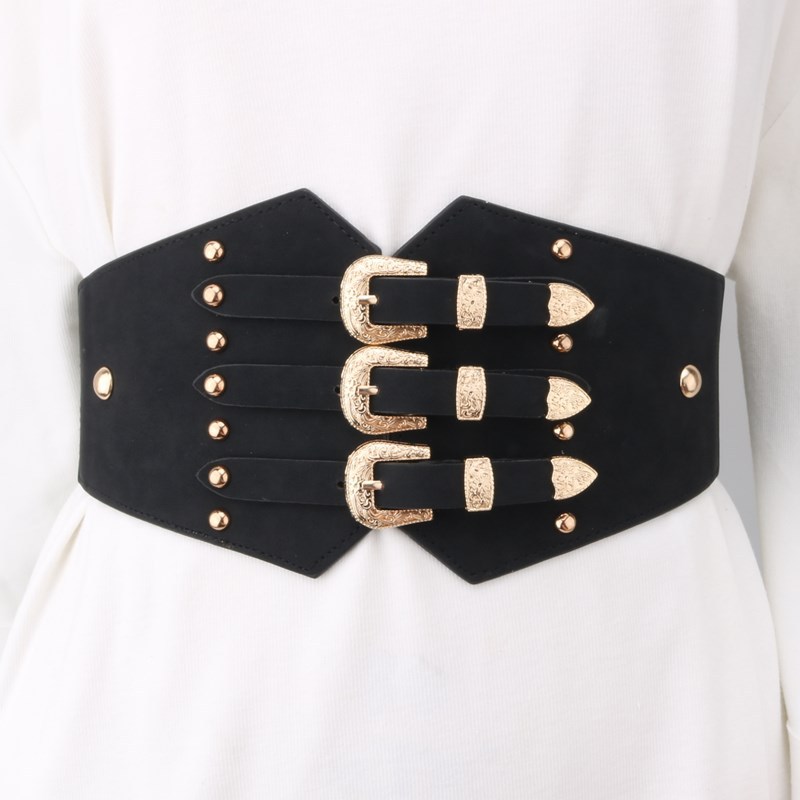 New Belt Fashion Waist Cover Women's Dress Shirt Decoration Women's Versatile Wide Belt Elastic Waist Black_voghion.com