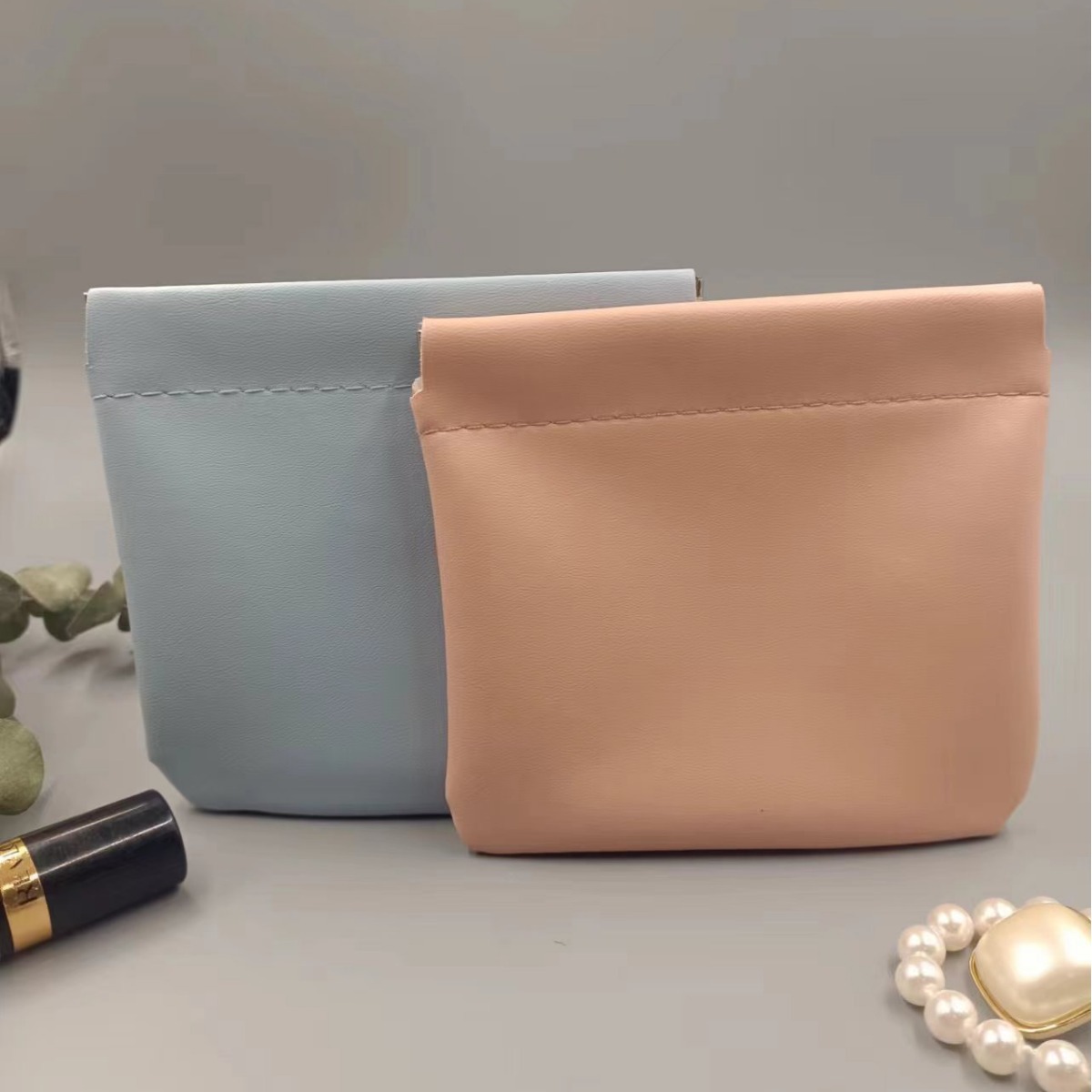 Exprimir metralla bolsa de cosméticos mini lápiz labial bolsa pu moneda monedero joyería bolsa de almacenamiento de auriculares bolsa de almacenamiento