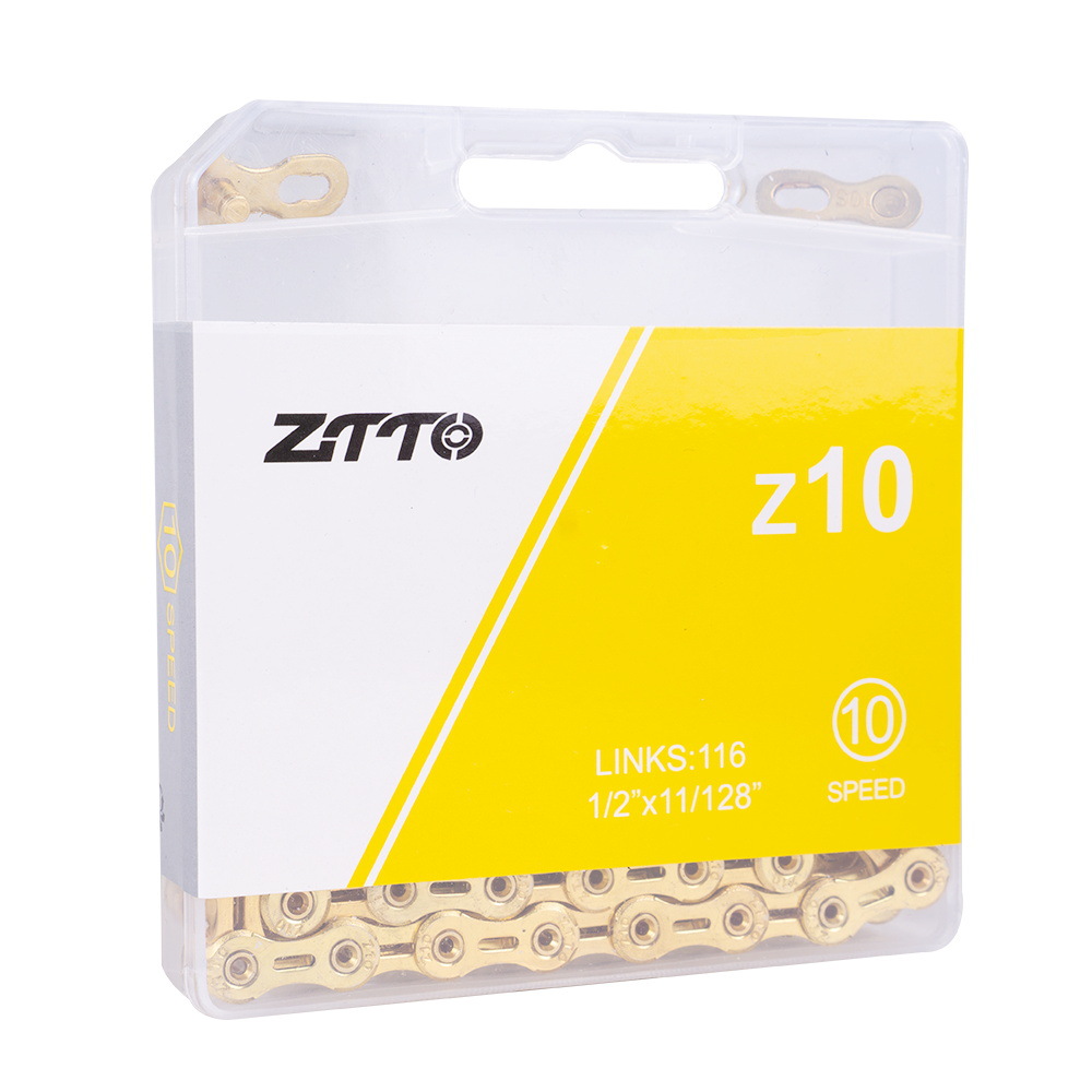 Cadena de bicicleta plegable de carretera de montaña ZTTO Cadena de color dorado plateado de 10 velocidades Cadena de velocidad variable de 116 secciones