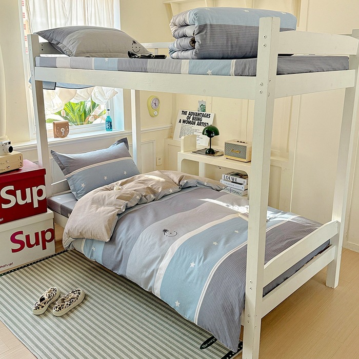 Simple Pure Cotton Three-Piece Student Dormitory School Bunk Bed Cotton Single Bed Sheets Quilt Cover Bedding Set Wholesale