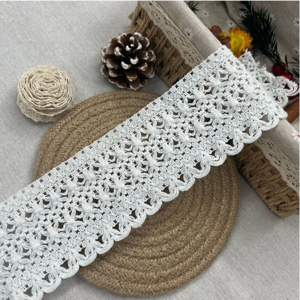 花边7.5CM棉线平阳花边编织服装辅料批发现货棉线花边辅料服饰花