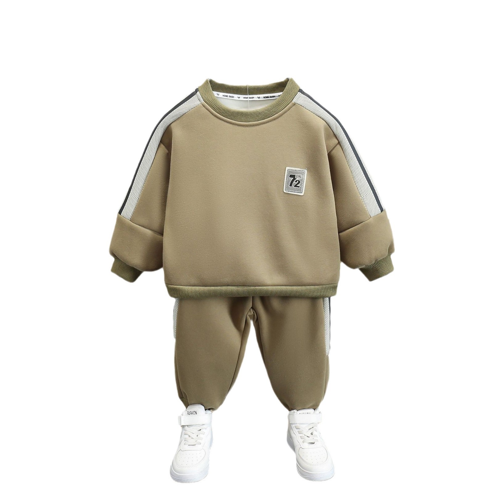 6744 traje de suéter para niños más terciopelo engrosamiento ropa de invierno para niños 2025 otoño e invierno nuevo traje deportivo para bebés de dos piezas