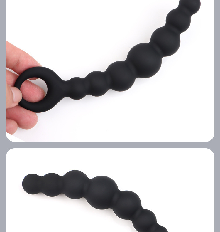 YN-3317 Silicone Anal Beads with Rolling Ball Massager, Manual Control, Black — detail image 11
