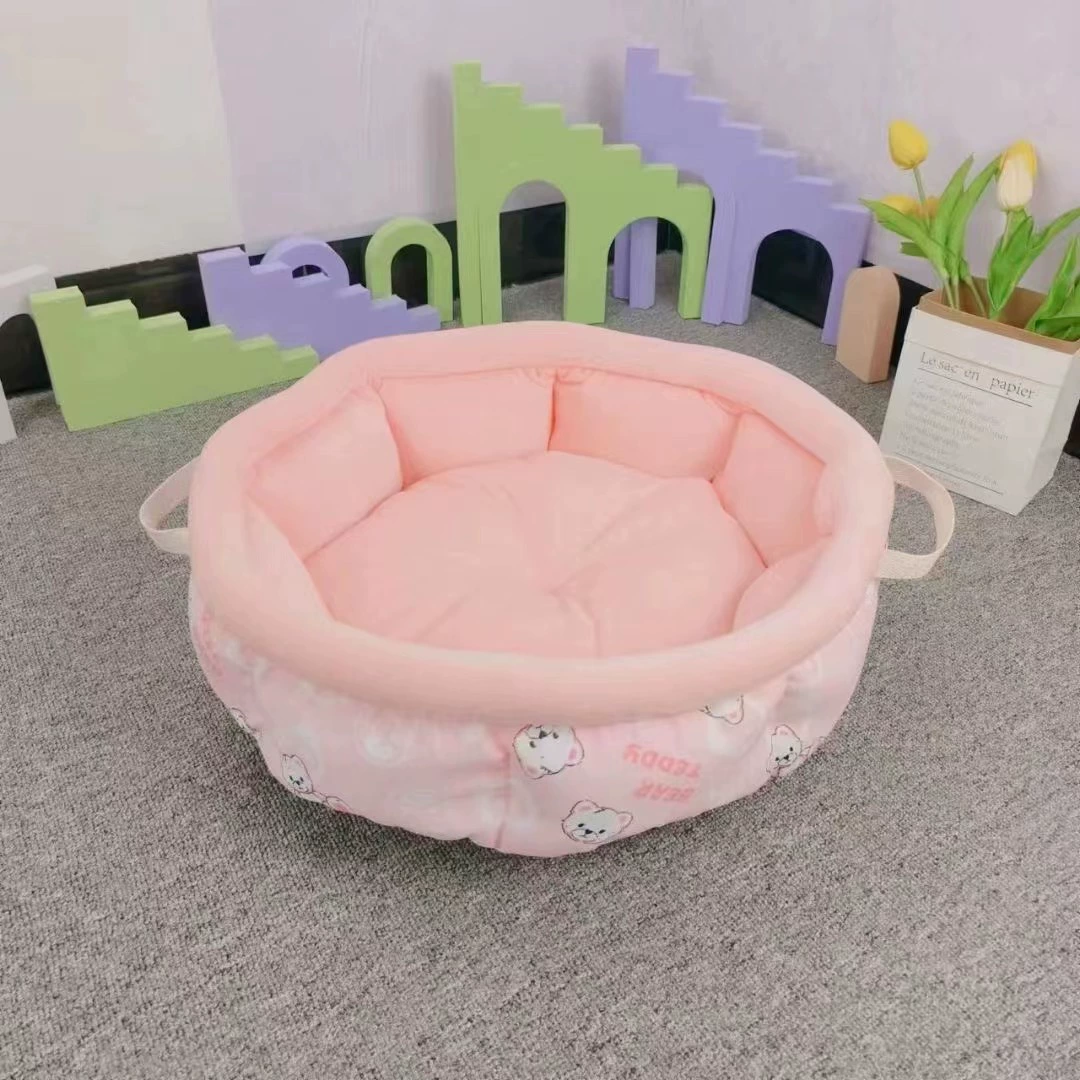 Оптовая зима Новая Печать Портативный питомник для домашних животных кошачья Конура маленькая собака круглый коврик осенне-зимние хлопковые гнезда