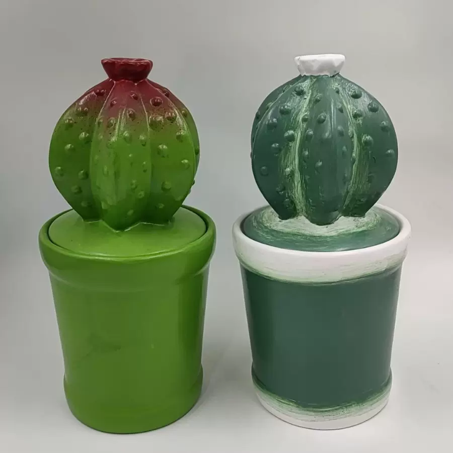 创意陶瓷器皿手绘仙人掌装饰摆件