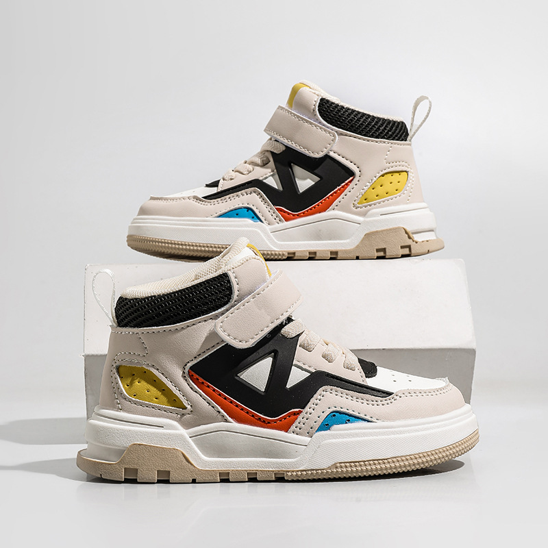 Hochwertige Kinder High Top Sportschuhe Aus Leder Mit Sohle_voghion.com