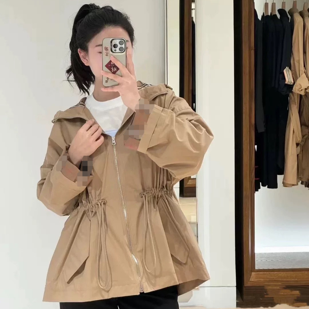 25 Early Autumn New Classic Logo Logo Hooded Drawstring Waist Windbreaker Jacket Short Casual Women's Versatile
