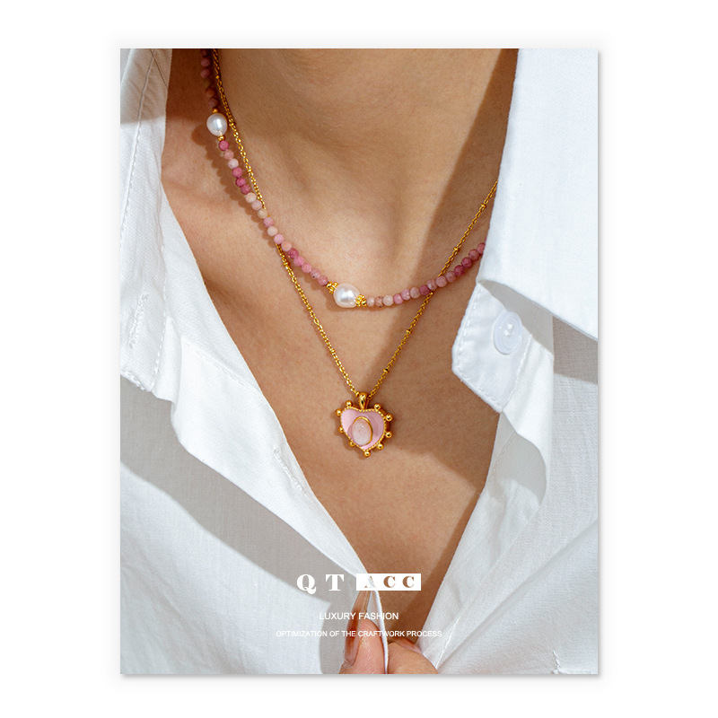 18K joyería chapada en oro de 18K europeo y americano de la moda de nicho suave temperamento Piedra Natural perla real ins collar de cuentas joyería para las mujeres