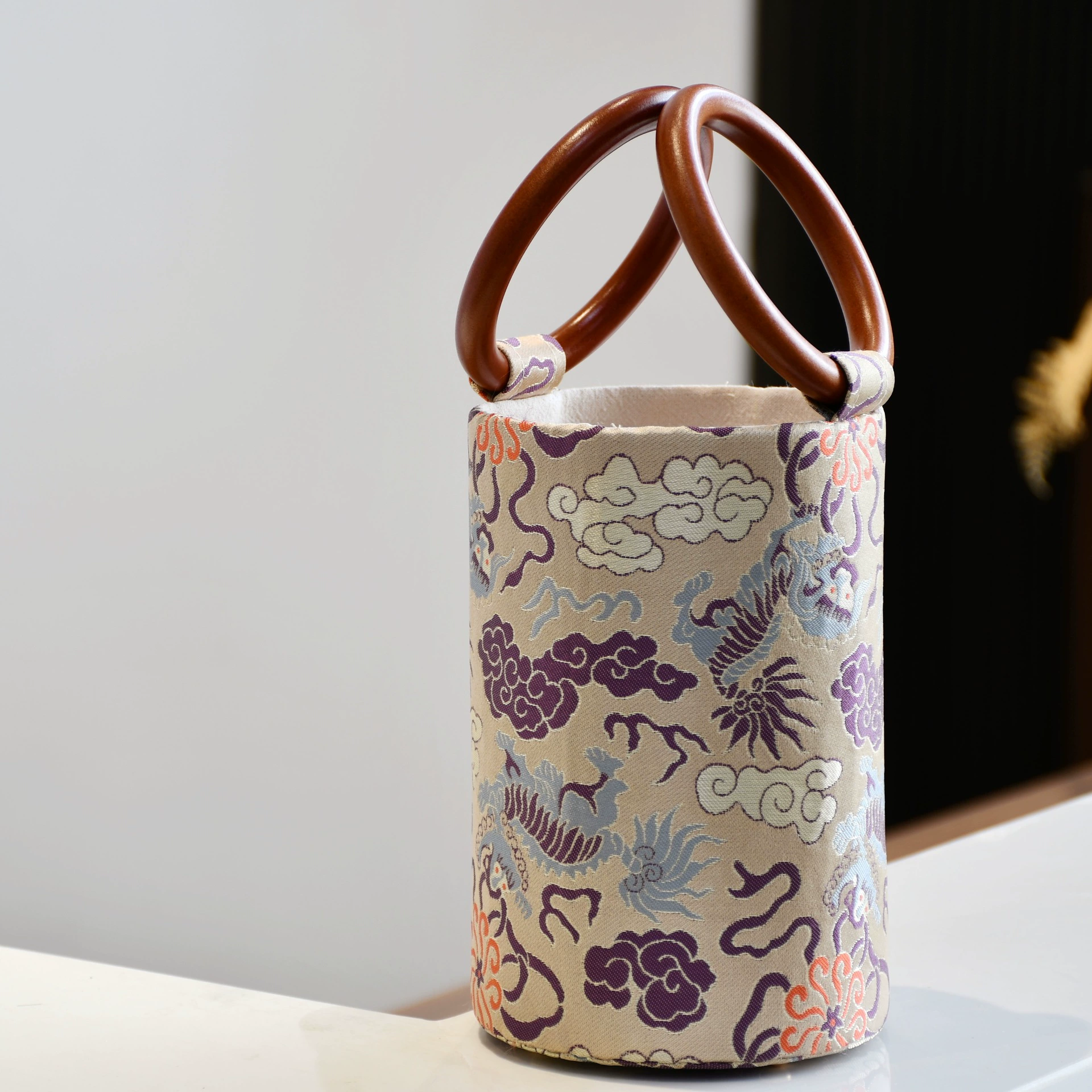 Weng Kai двойное деревянное кольцо, сумка-ведро, золотая сумка, сумка из материала «сделай сам», комплект тканевых сумок из ткани «Песня», ткань «Невидимое культурное наследие династии Хань»