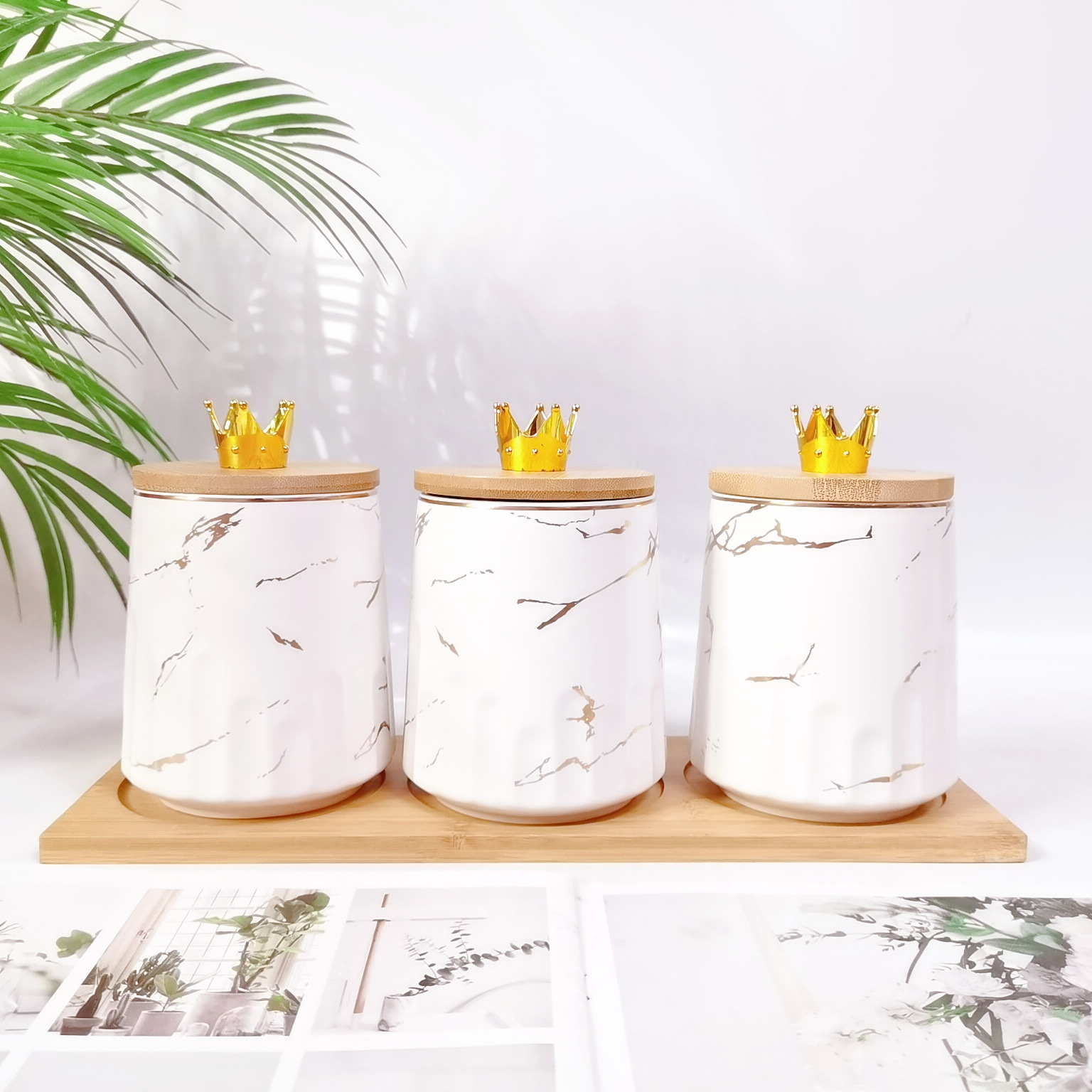 Tarro sellado de cerámica frasco de almacenamiento de exportación transfronteriza tapa de madera Tarro de almacenamiento de té condimento de cocina tarro de café tarro traje