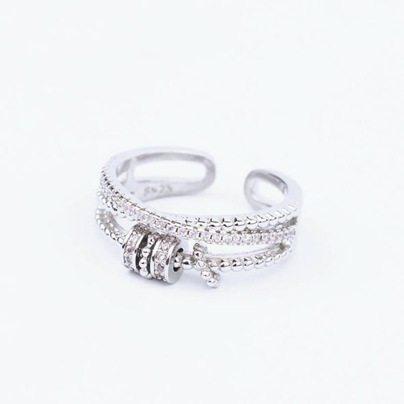 Fashion Geometric Sterling Silver Plating Artificial Diamond Open Ring