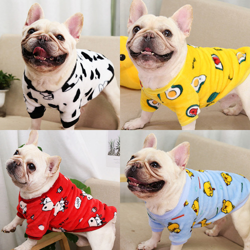 Autumn and winter warm pajamas, coats, small, medium and large French bulldogs, cats and dogs, pet supplies, two-legged clothes