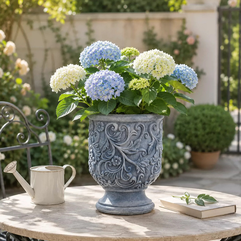 Stone-like flower pot European-style simple magnesium oxide gray black embossed small flower pot French retro flower pot decorative flower basin Stone-like flower pot European-style simple magnesium oxide gray black embossed small flower pot French retro flower pot decorative flower basin