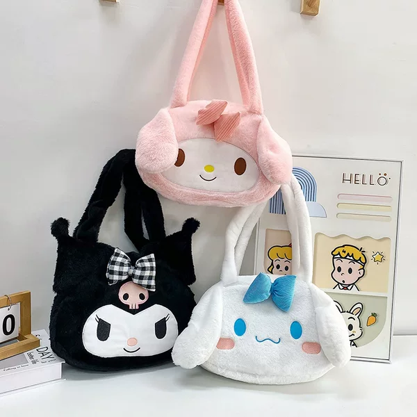 New Sanrio Plush Handbag All-match Crossbody Bag Foreign Trade Yugui Dog Kulomi Backpack in stock Wholesale
