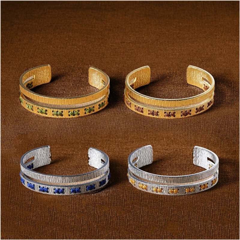 Autumn and Winter New Colorful Threaded Double-Layer Bracelet for Women French Retro Niche Design High-End Daily Simple Bracelet