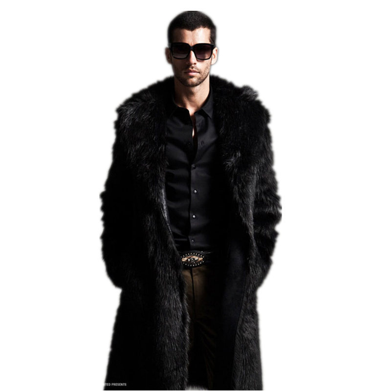 AliExpress transfronterizo de piel sintética de los hombres abrigo largo abrigo de piel trinchera traje de cuello más tamaño