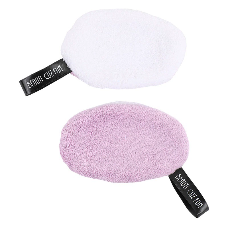 Многоразовая мочалка для лица из микрофибры, двусторонняя, для снятия макияжа, глубокого очищения, овальной формы