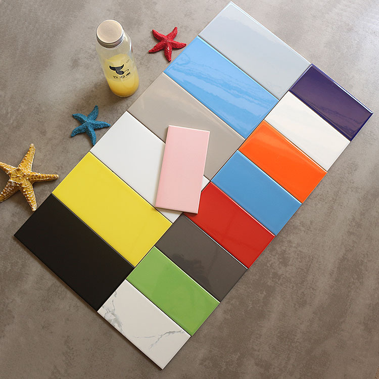 Scandinavian Small White Tiles 75150 Pure Color Kitchen Wall Tiles 100200 Colorful Porcelain Tiles Flat Subway Tiles Bathroom Tiles