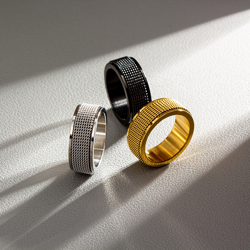 Gold Plated Plating Material Rings Classification Basic Modern Style Geometric 304 Stainless Steel Plating Gold Plated PVD Coated Men'S Rings Men Signet Rings