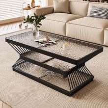 钢化玻璃茶几客厅家用小户型新款轻奢现代简约长方形茶几茶桌组合