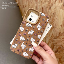 大孔贴皮适用苹果17PROMAX手机壳白猫花丛iPhone16保护套防指纹