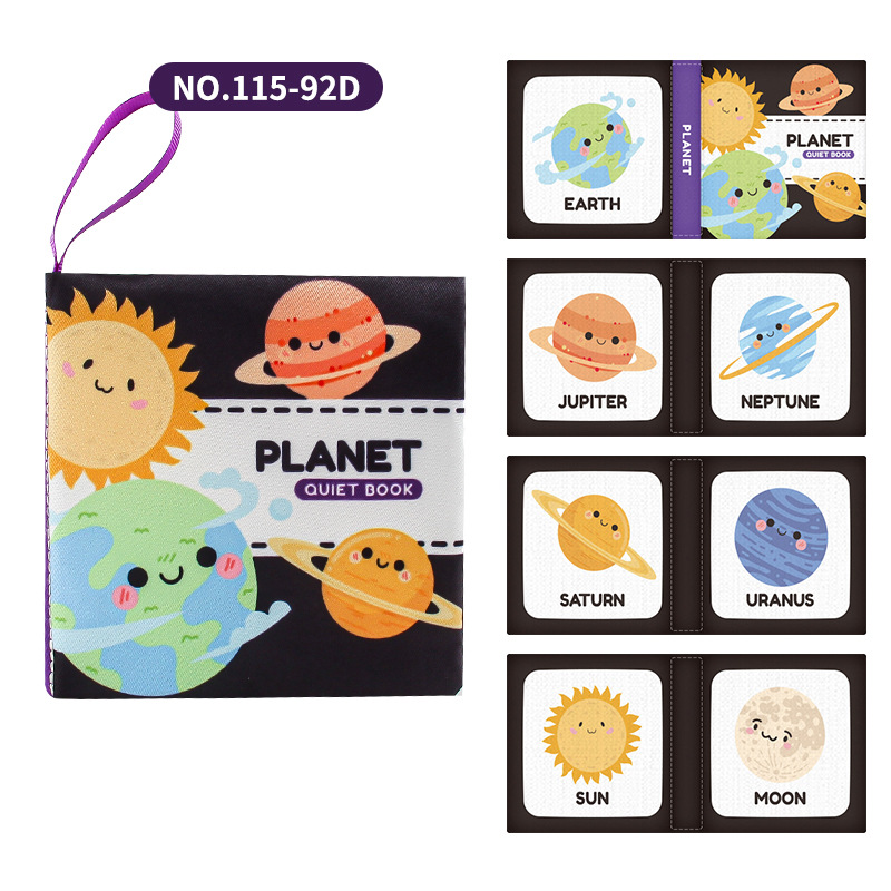 Cuatro libros de tela tridimensionales transfronterizos para bebés juguetes de educación temprana 4 caras 8 páginas en inglés libros de palma de alimentos y cognición animal libros de tela para bebés