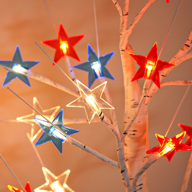 (2개) 나무 빛 LED 파티 레이아웃 독립 기념일 장식 빛 실내 분위기 창 침대 옆 내각 장식품 풍경 빛나는 나무