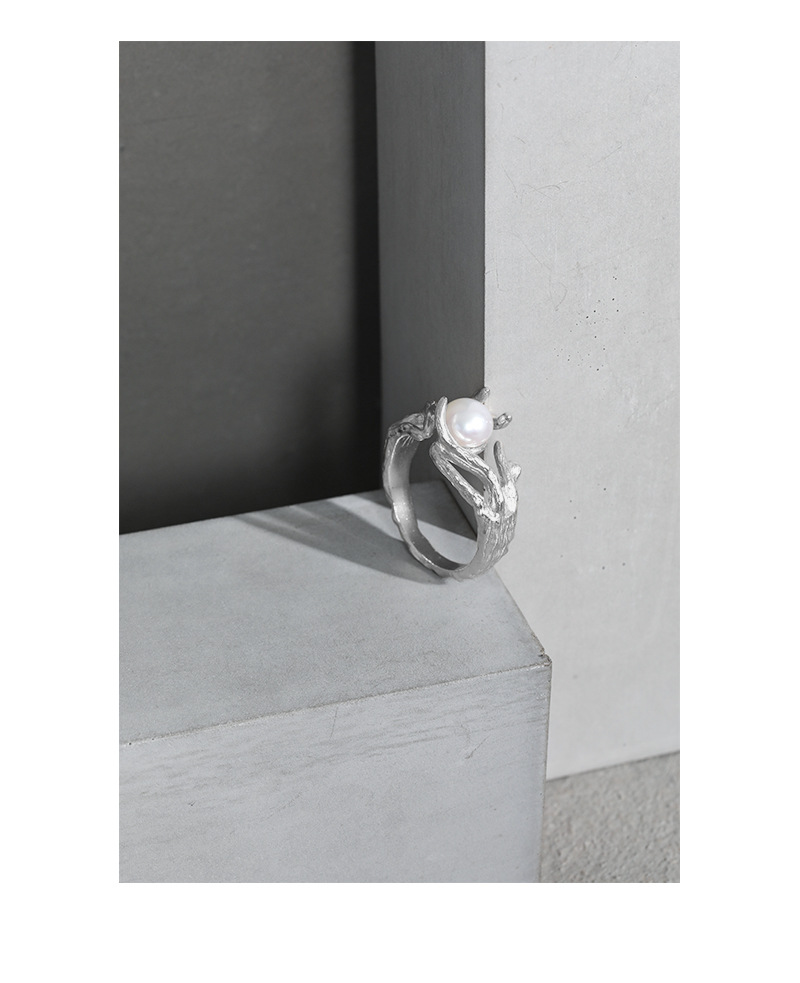 Fashion Solid Color Sterling Silver Rings Plating Inlay Pearl 925 Silver Rings