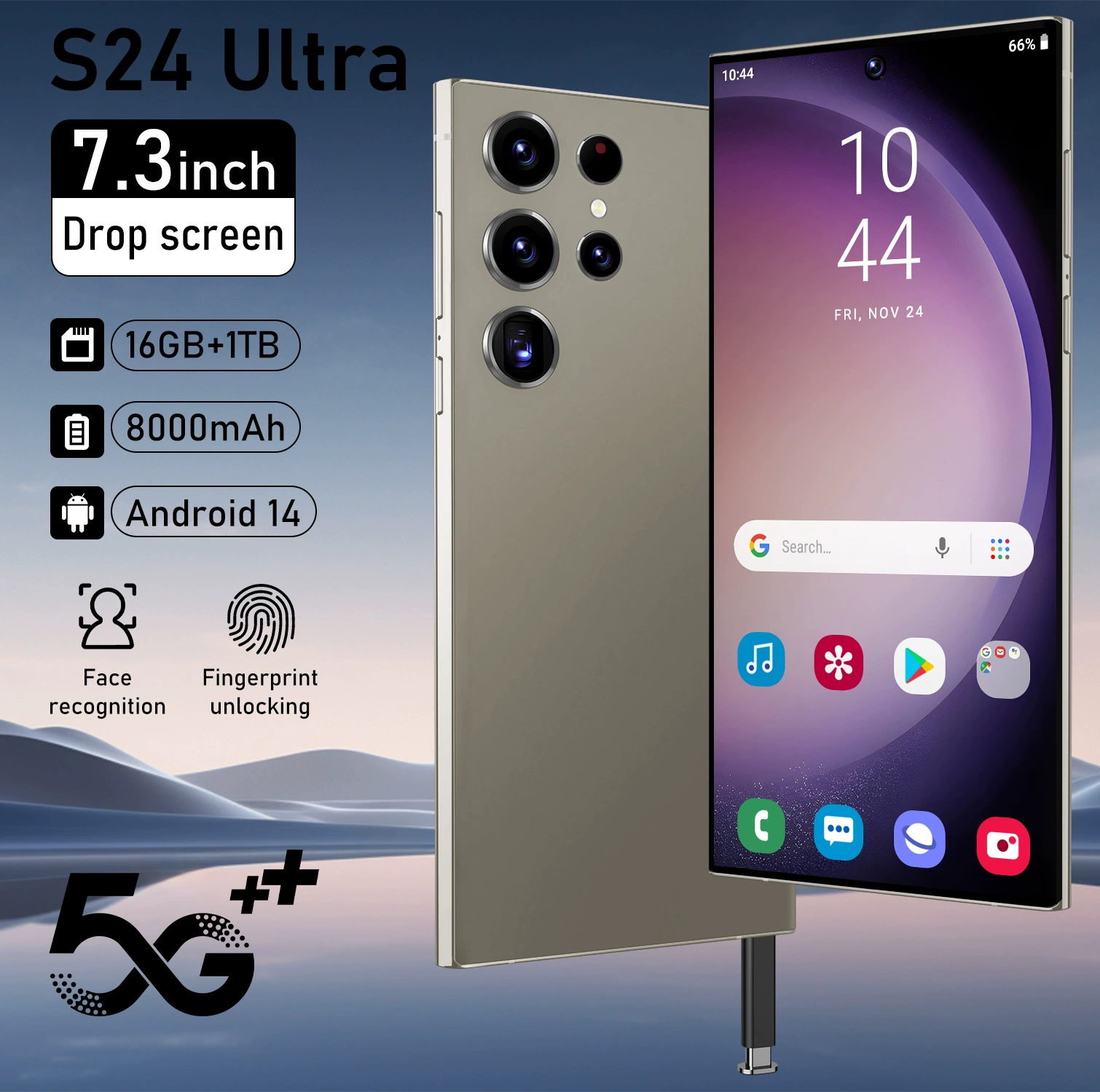 Смартфон S24, Android, широкий экран, 3G