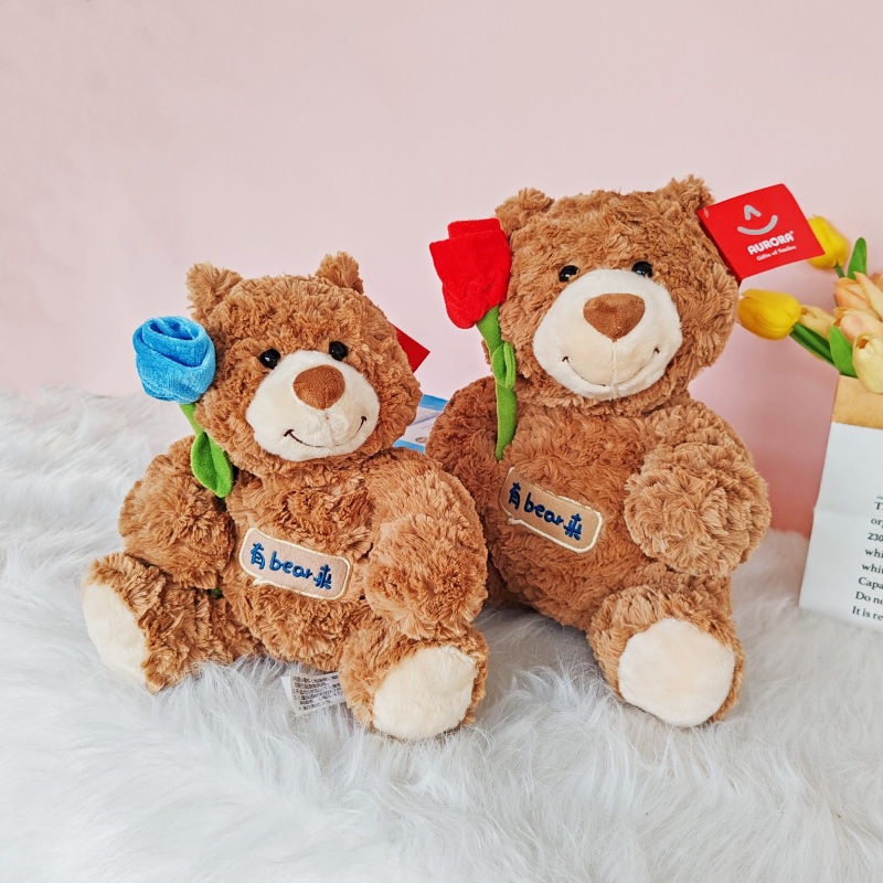 Caja de regalo, muñeca de oso con sombrero, muñeca de oso de peluche, juguetes de peluche, flores, regalos de cumpleaños para chicas, transfronterizos