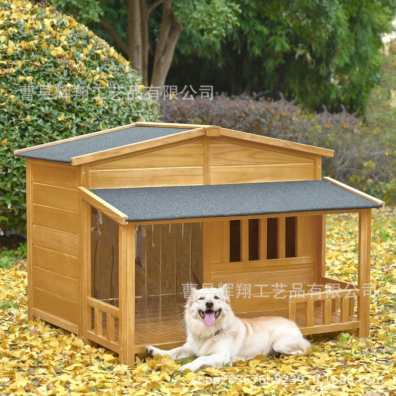 木製犬小屋、屋外ペット大型ヴィラ、日よけハウス、オールシーズン対応のユニバーサル屋内犬小屋、猫の生息地|undefined