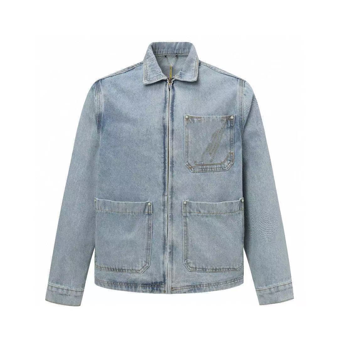Vintage jeansjacka med bröstbroderi för herr och dam_voghion.com