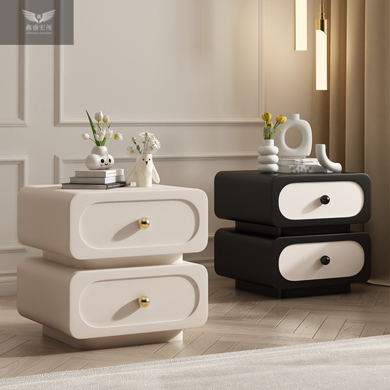 Moderno estilo francés armario de viento crema dormitorio hogar ligero de lujo de madera sólida cabecera simple cabecera de cuero negro