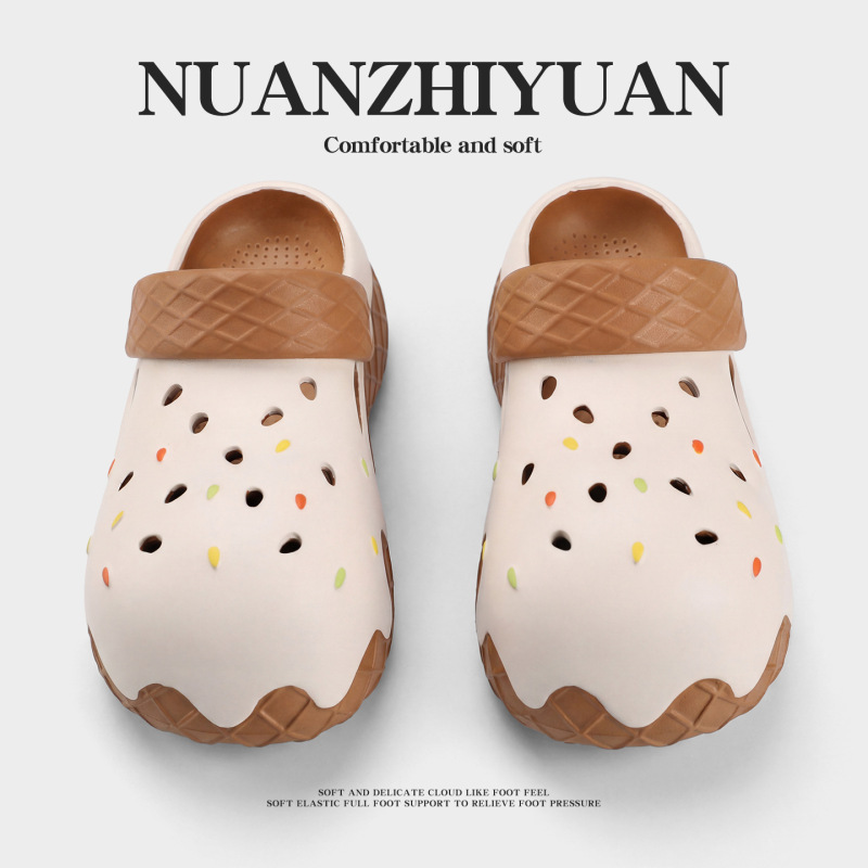 Cute Cartoon Clogs for Women, Ice Cream Slippers, Beach Sandals, Home Bathing and Outdoor Fashion Shoes 2026