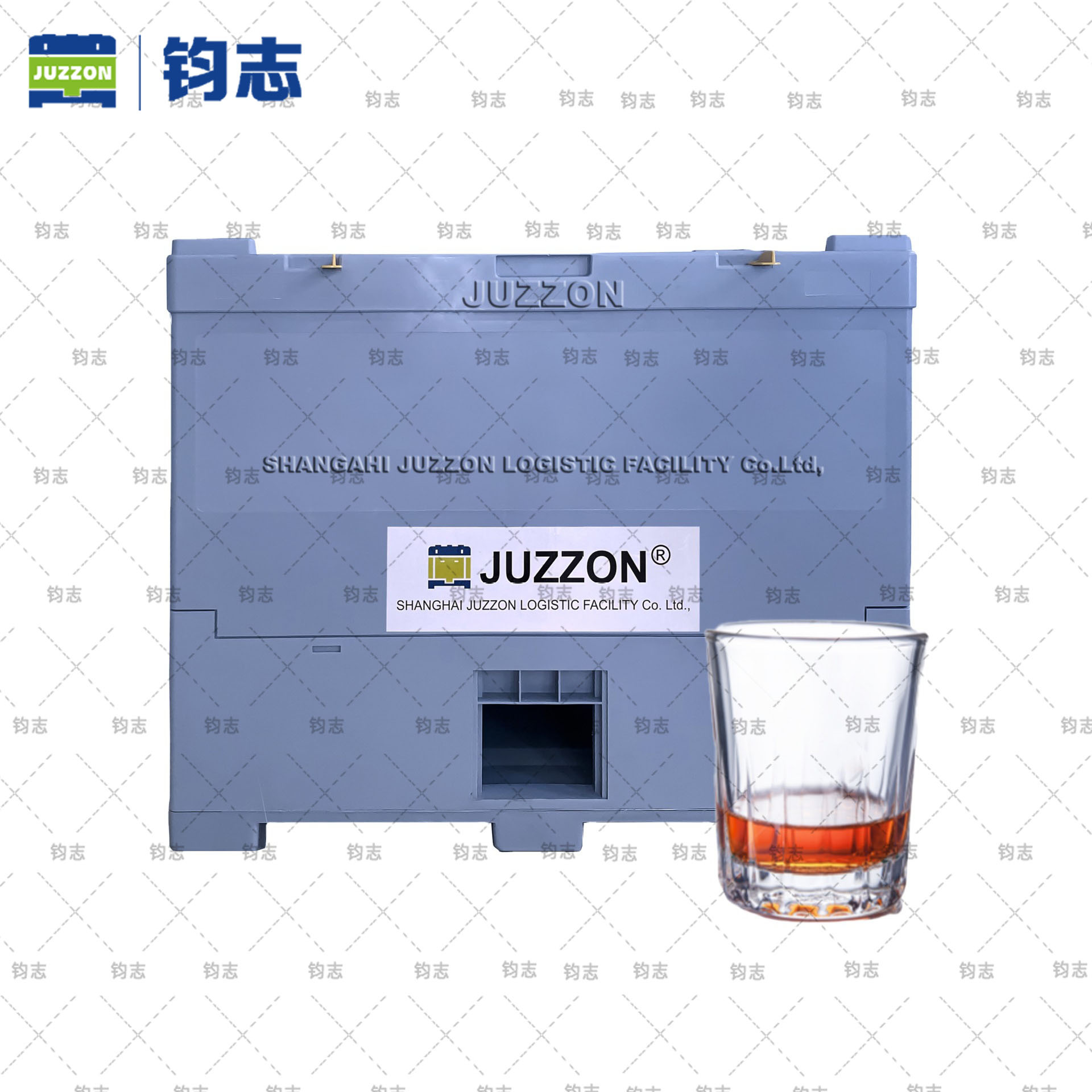 上海钧志厂家直销250L塑料可折叠食品级环保洋酒吨箱存放洋酒