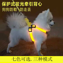 亚马逊LED宠物用品LED发光狗狗胸背带中大型犬夜光狗水族灯 led