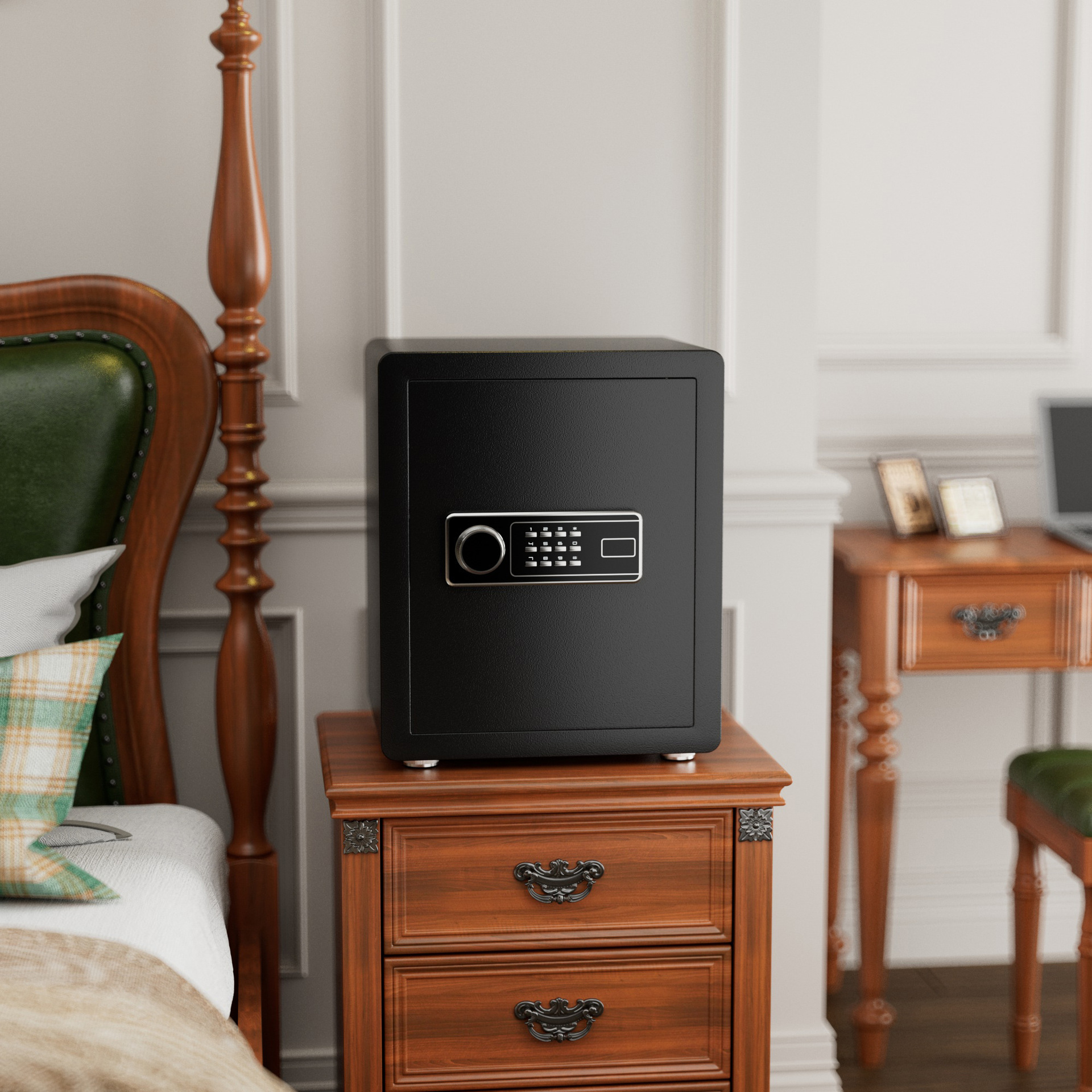 全钢保险柜小型家用存钱保管指纹密码锁报警银行商用小保险柜防盗