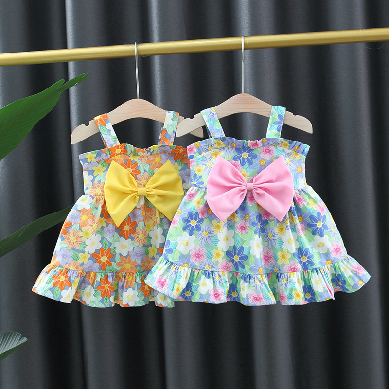 Cute Flower Bow Knot Cotton Girls Dresses display picture 1