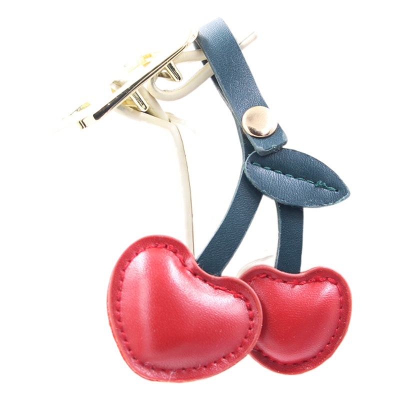 Koorol piel fruta cereza piel bola llavero creativo felpa bolsa colgante imitación Rex conejo piel bola accesorios