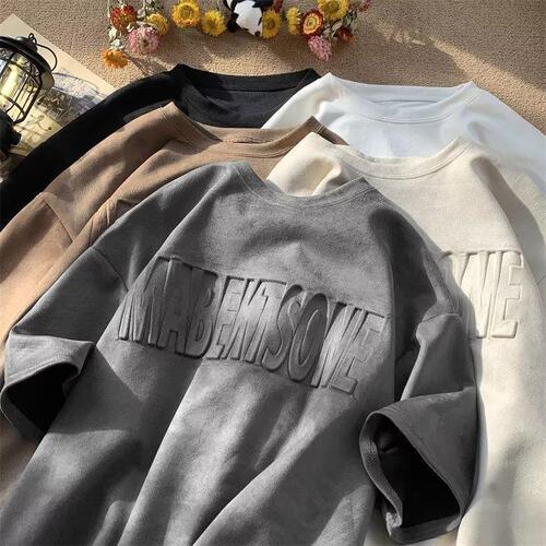 Crew Neck Youth New T-Shirt Summer Trend Fashion Streetwear Brand Urban Style Men's Five-Button Ins T-Shirt
