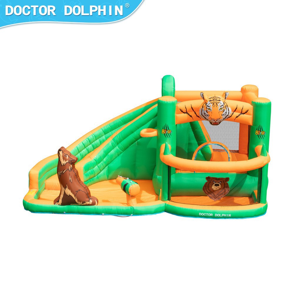 Castillo inflable infantil Doctor Dolphin, trampolín para el hogar, parque de atracciones pequeño para interiores y exteriores, tobogán acuático, castillo inflable combinado