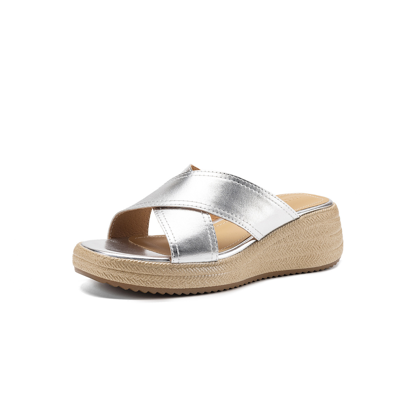Dép sandal nữ quai chéo hở ngón đế dày da cừu — màu trắng ngà chi tiết 31