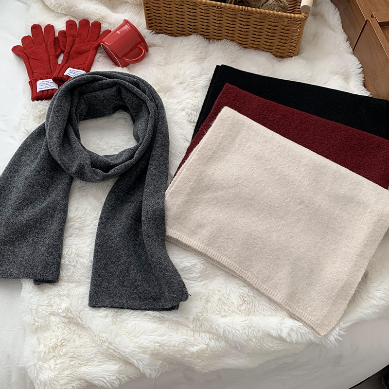 Nuevo otoño y invierno bufandas de punto de color sólido para mujeres coreanas simple versátil grueso caliente estudiantes parejas de cuello buñuelo