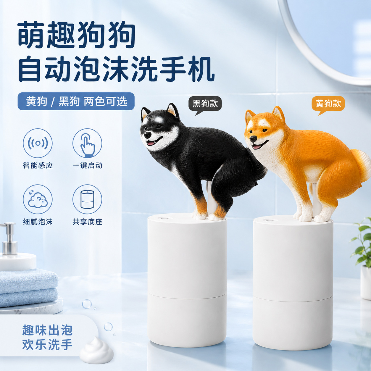 Shiba Inu Washing Phone, Dog Pooping Washing Phone, Little Pigeon Smart Sensor Washing Phone Series